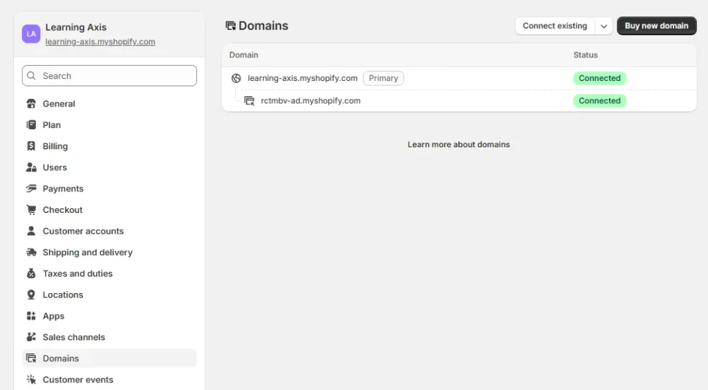 Domain Setup in Shopify